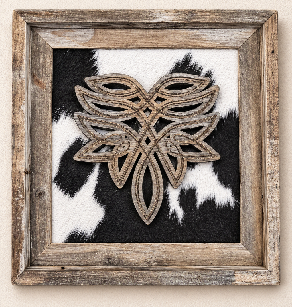 The Ranch Heirloom | Boot Stitch & Genuine Cowhide Wall Art