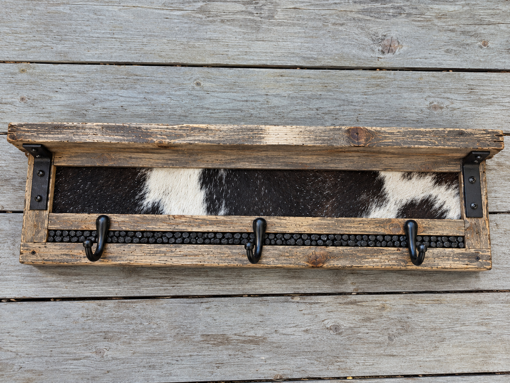 The Stockman's Reserve | 72" & 36" Cowhide & Stone Inlay Wall Shelf