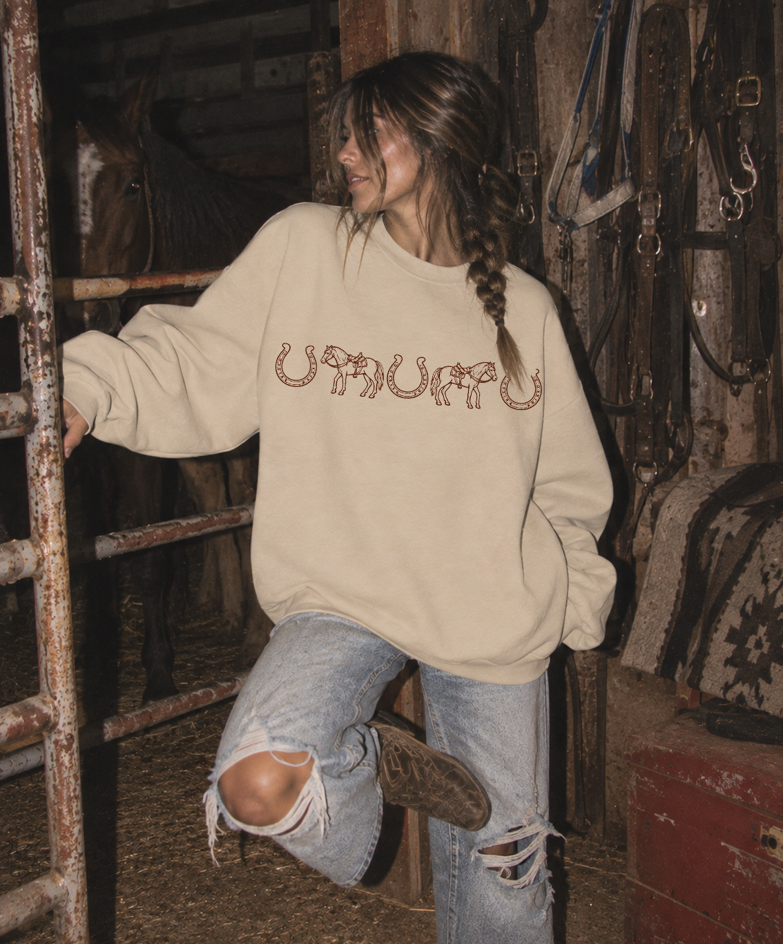 The Lucky in The Saddle Crewneck