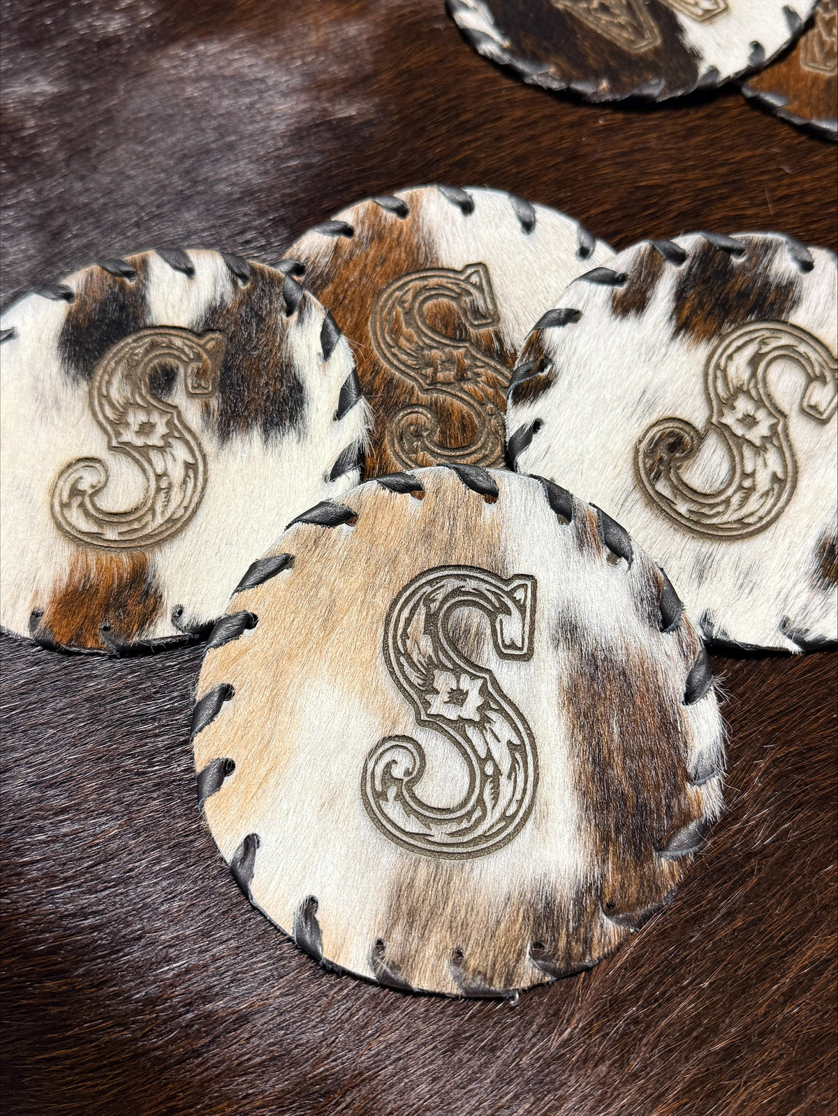 Custom Cowhide Coasters (Set Of 4)