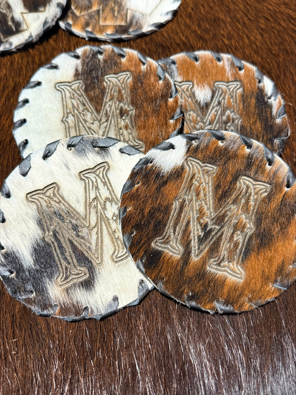 Custom Cowhide Coasters (Set Of 4)