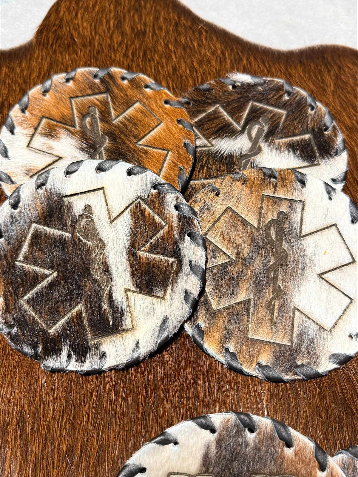 Custom Cowhide Coasters (Set Of 4)