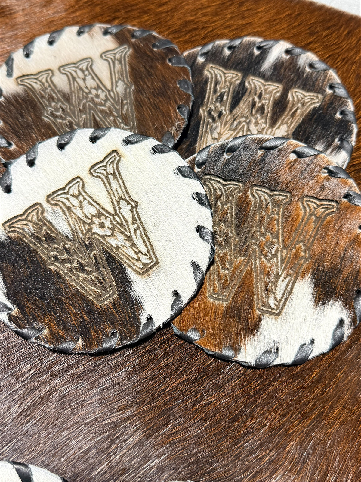 Custom Cowhide Coasters (Set Of 4)